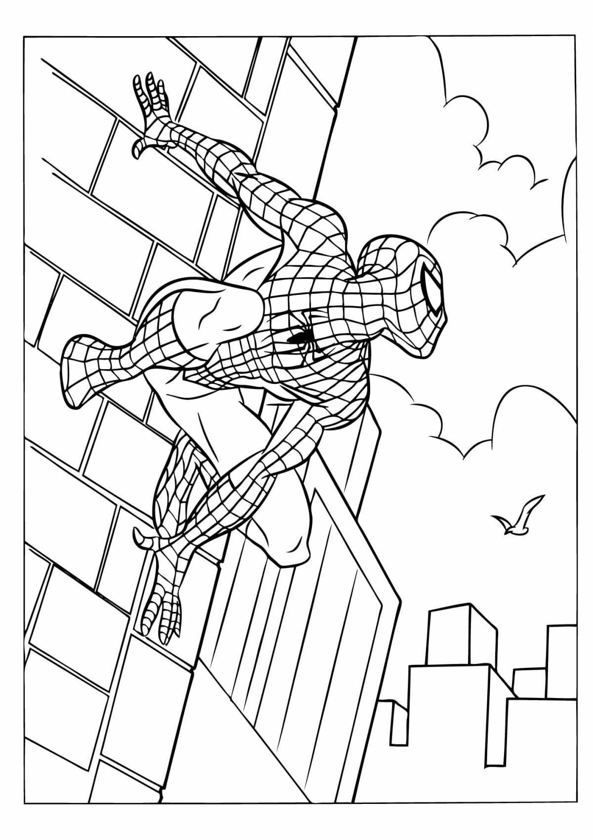 Spiderman dynamic cartoon coloring page