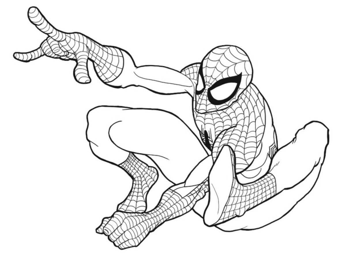 Выдающаяся страница раскраски мультфильмов о человеке-пауке
