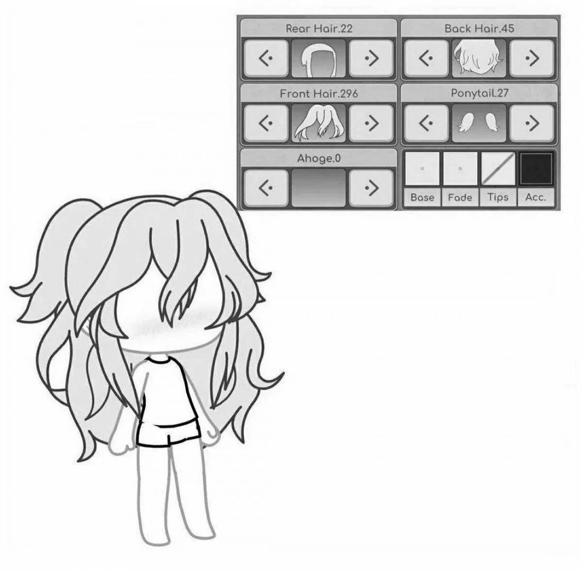 Radiant gacha club hair coloring page