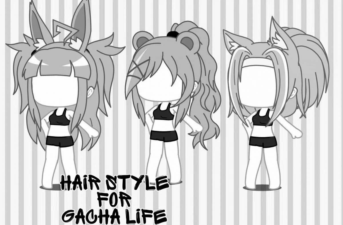 Joyful gacha club hair coloring page