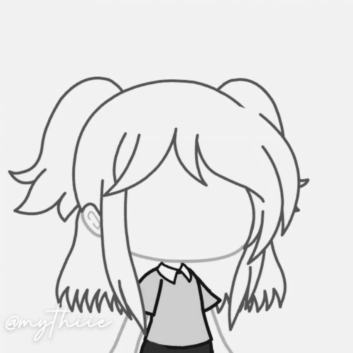 Unique gacha club hair coloring page