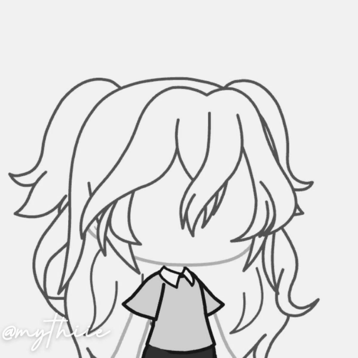 Gacha club style hair coloring page