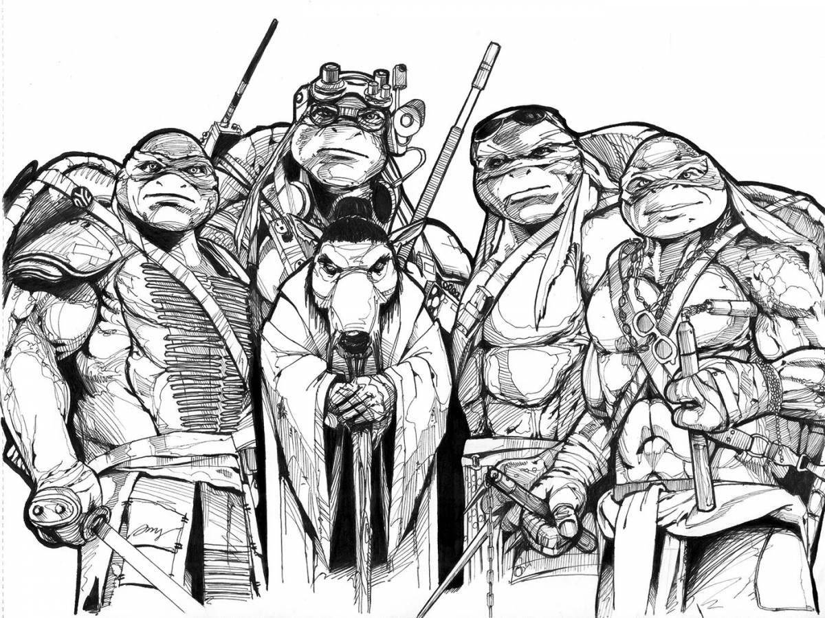 Joyful ninja turtles coloring book