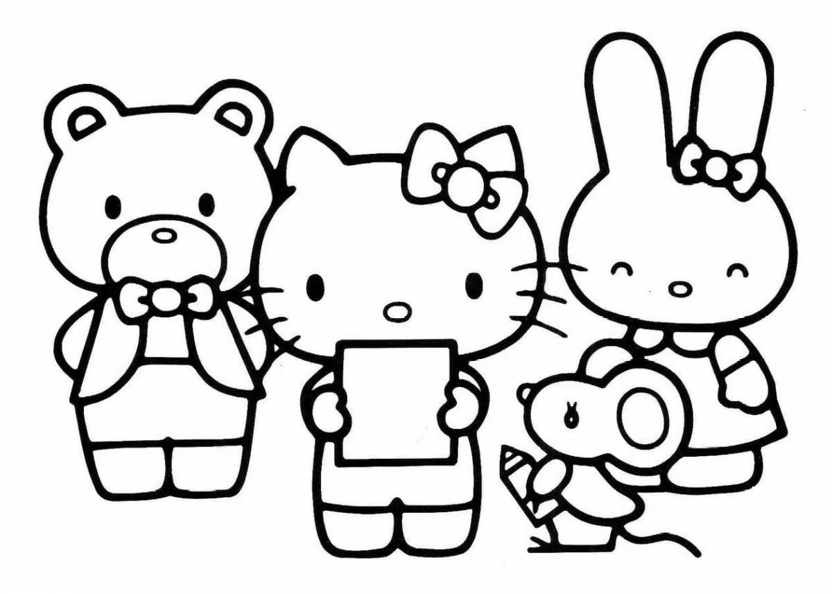 Bright hello kitty anime coloring book