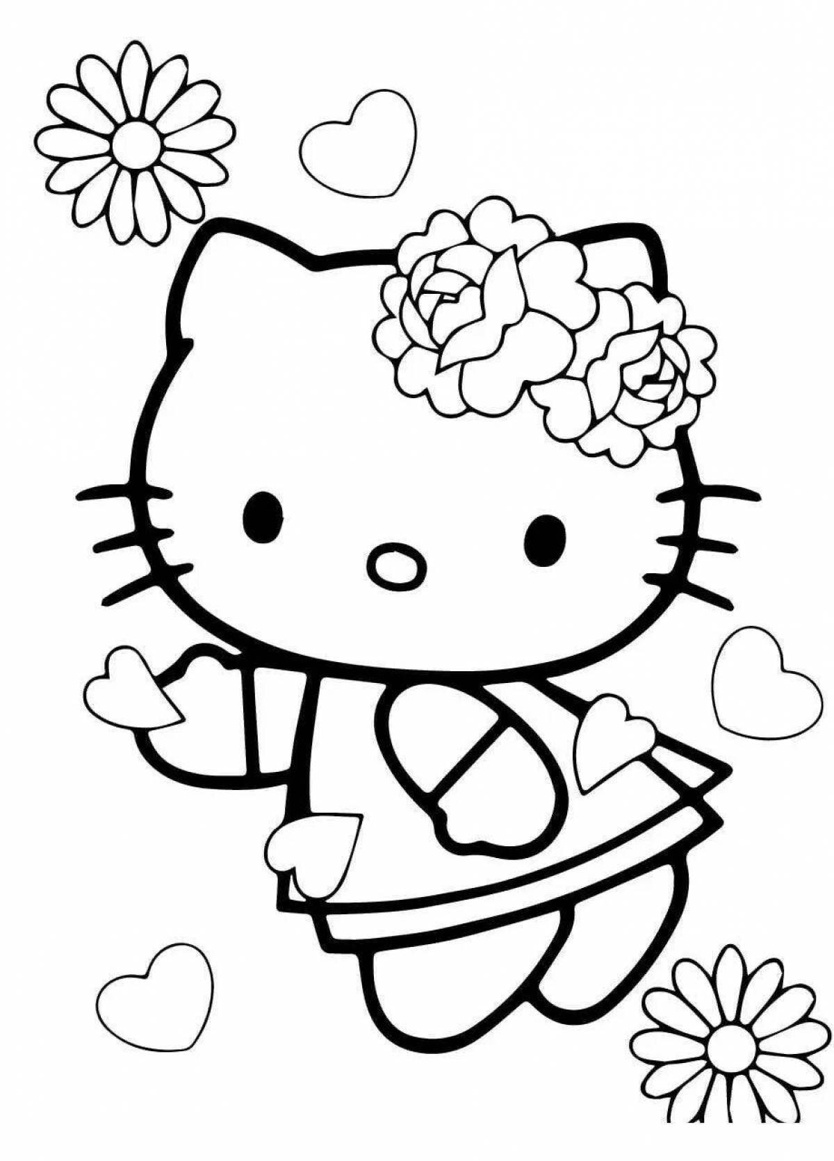 Radiant hello kitty anime coloring page