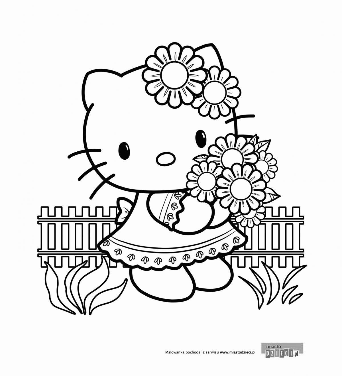 Ликующая hello kitty аниме раскраска