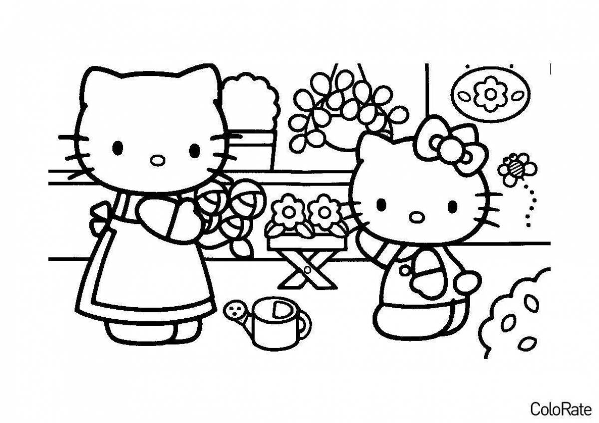 Awesome hello kitty coloring page