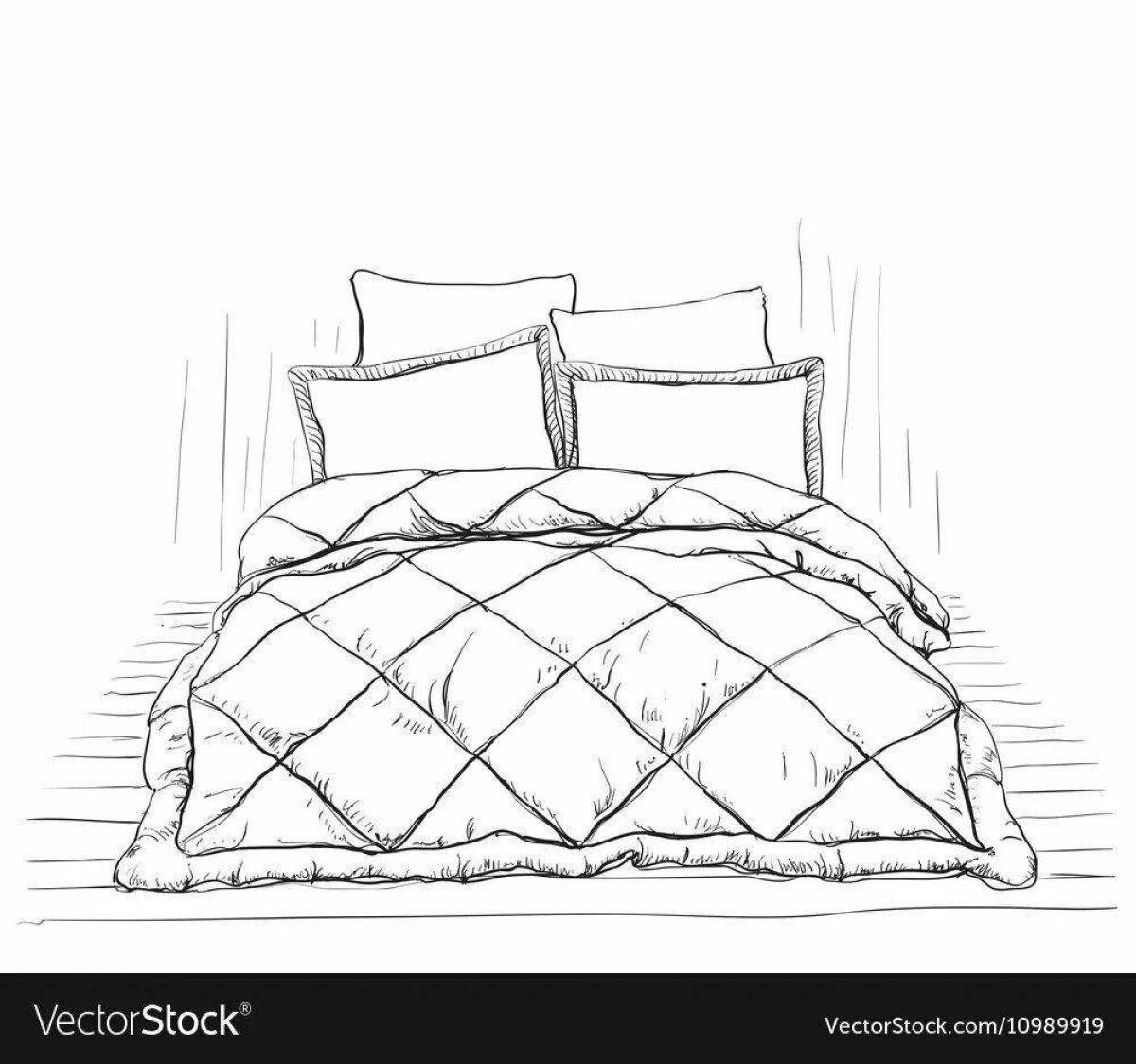Игривая раскраска одеяло и подушка