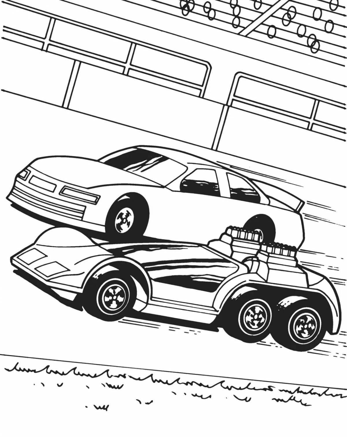 Coloring page amazing track with cars