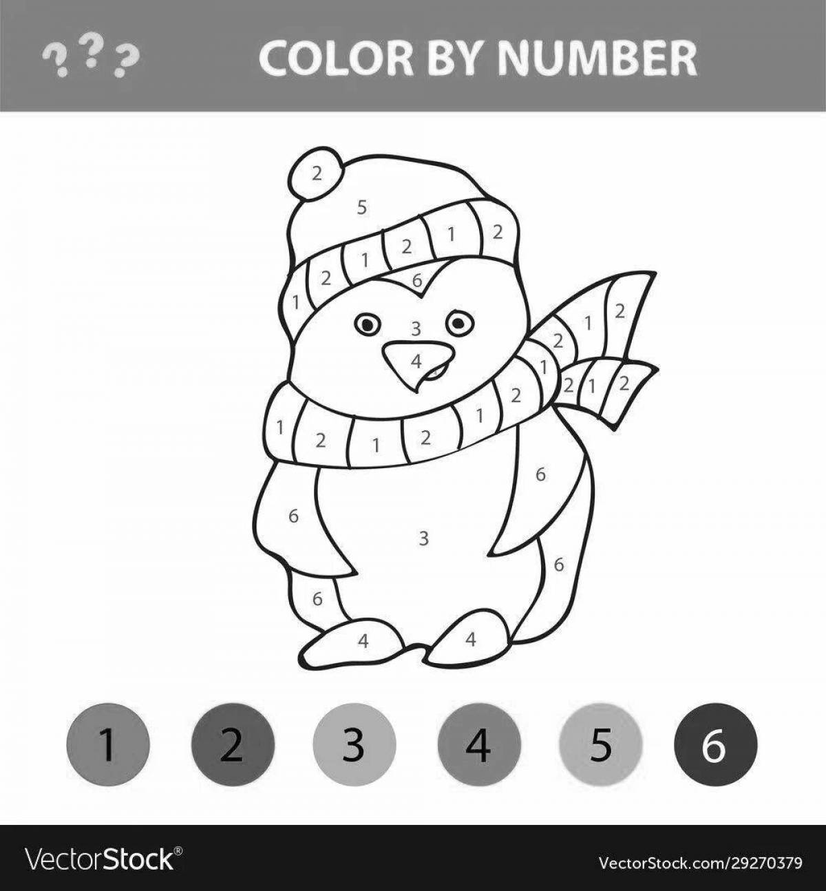 Cute penguin by number coloring book