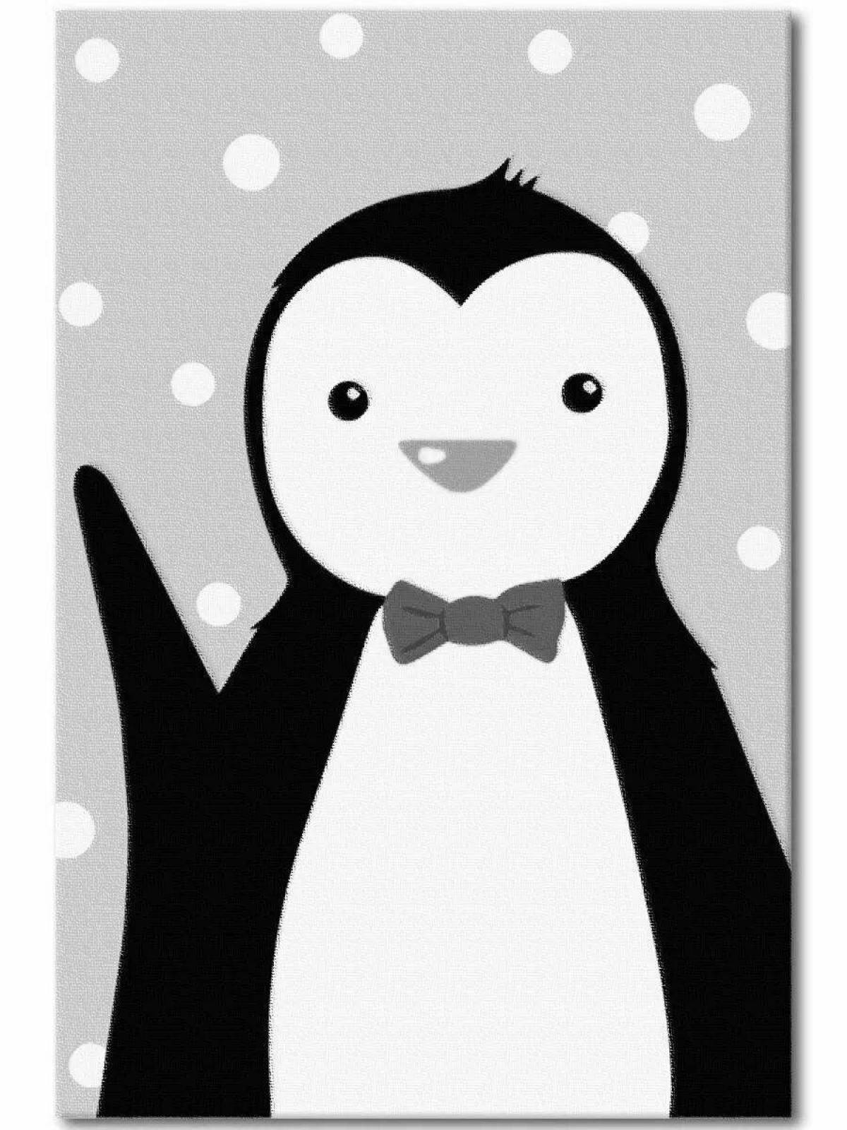 Весёлый пингвин по номерам раскраски