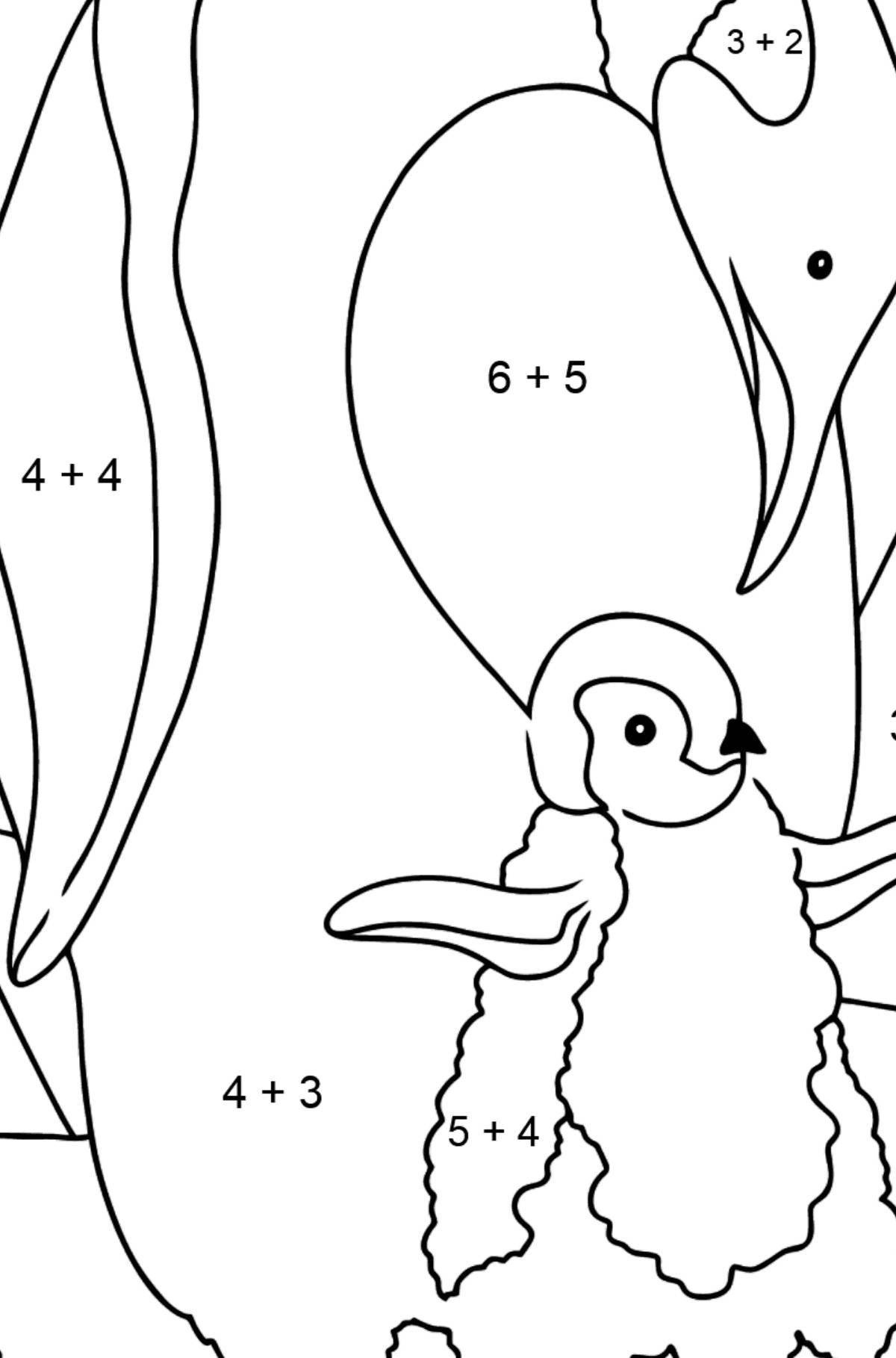 Color penguin by numbers coloring book