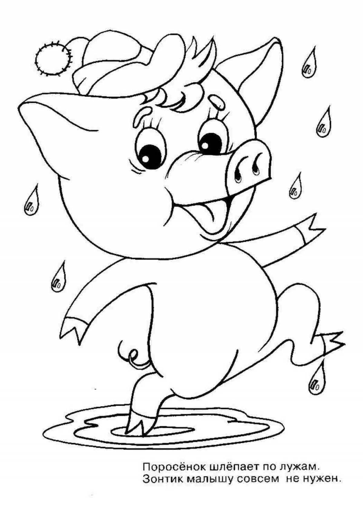 Piglet happy coloring book for kids