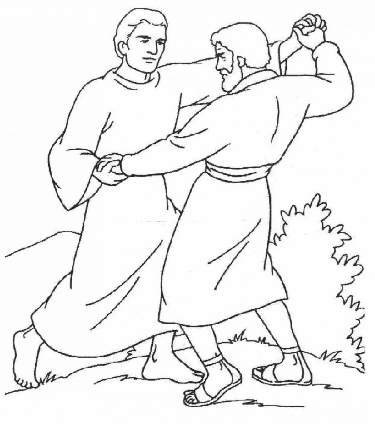 Colorful Esau and Jacob coloring book
