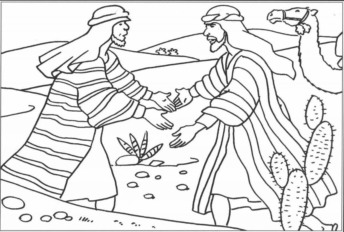 Coloring book Esau and Jacob in the radiance