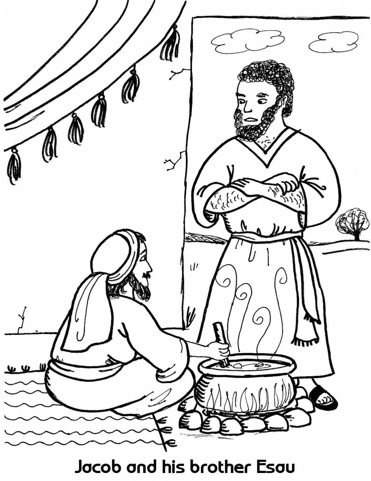 Coloring book shimmering Esau and Jacob