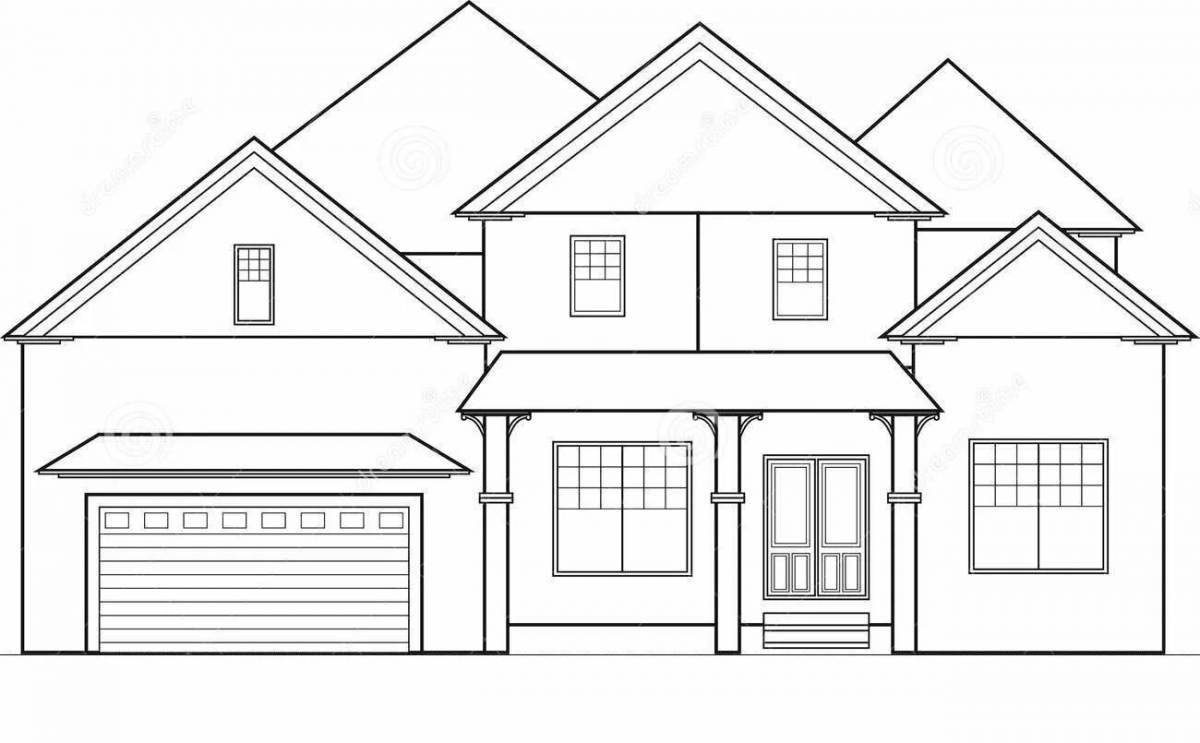 Coloring page charming two-story house