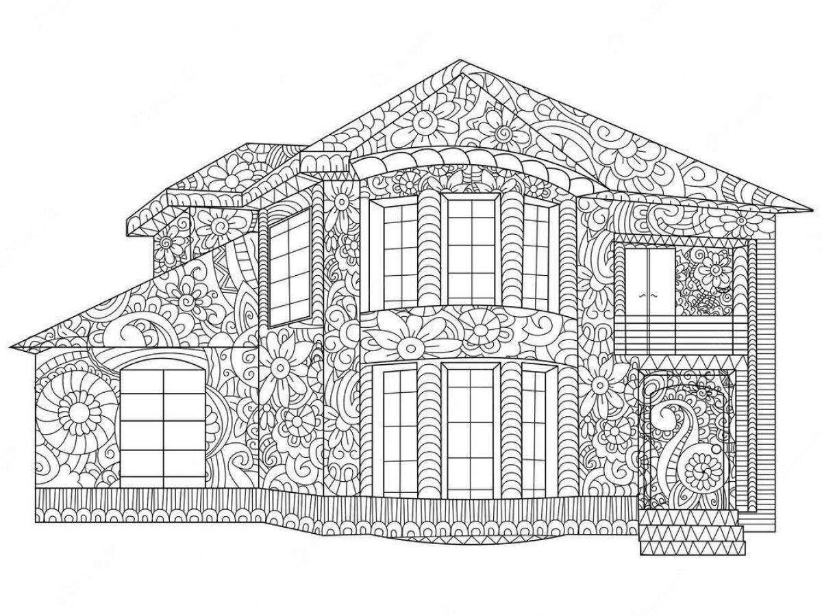 Coloring beautiful two-story house