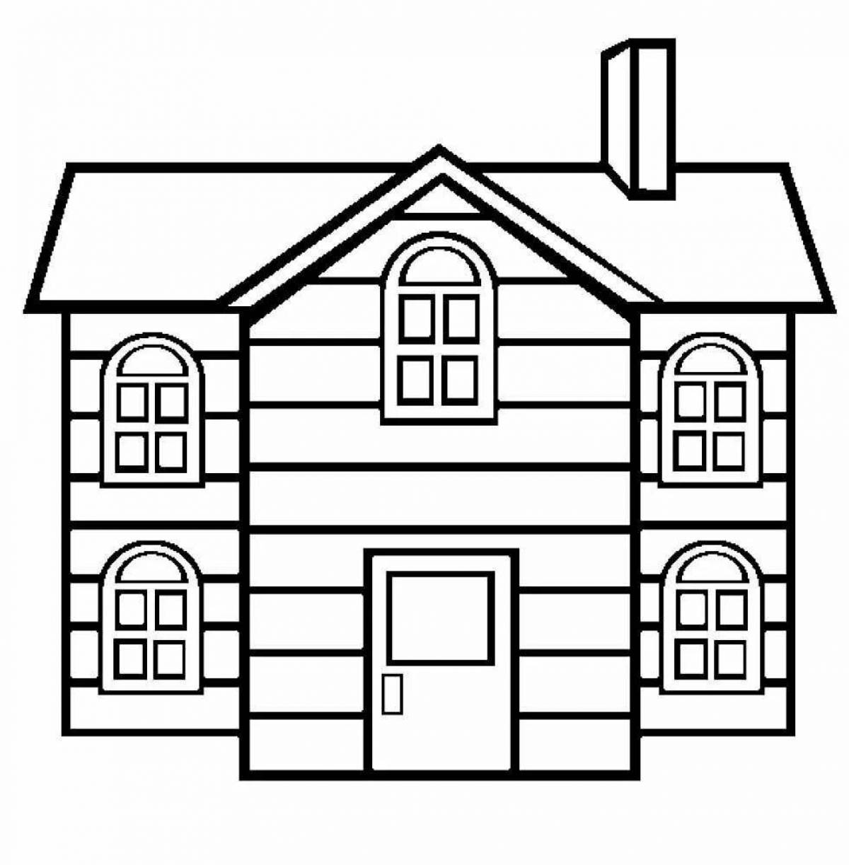 Coloring page dazzling two-story house