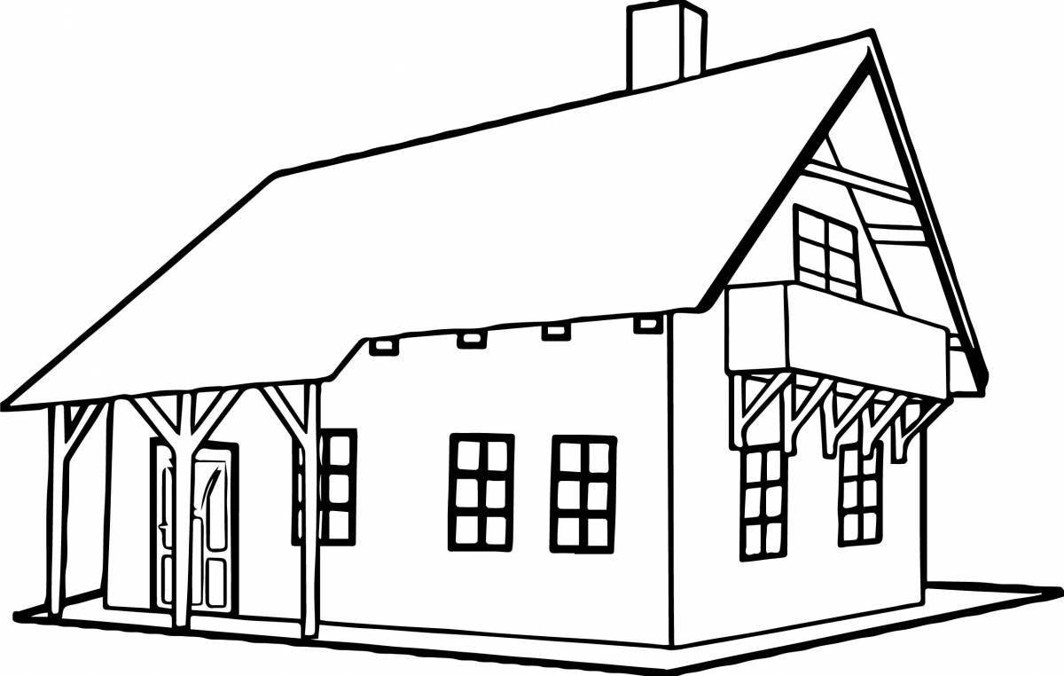 Impressive two-storey house coloring page