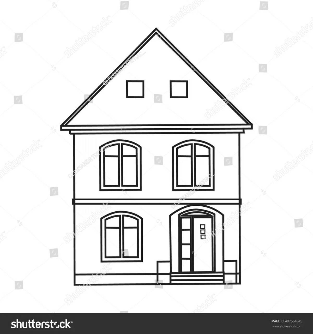 Coloring artistic two-story house