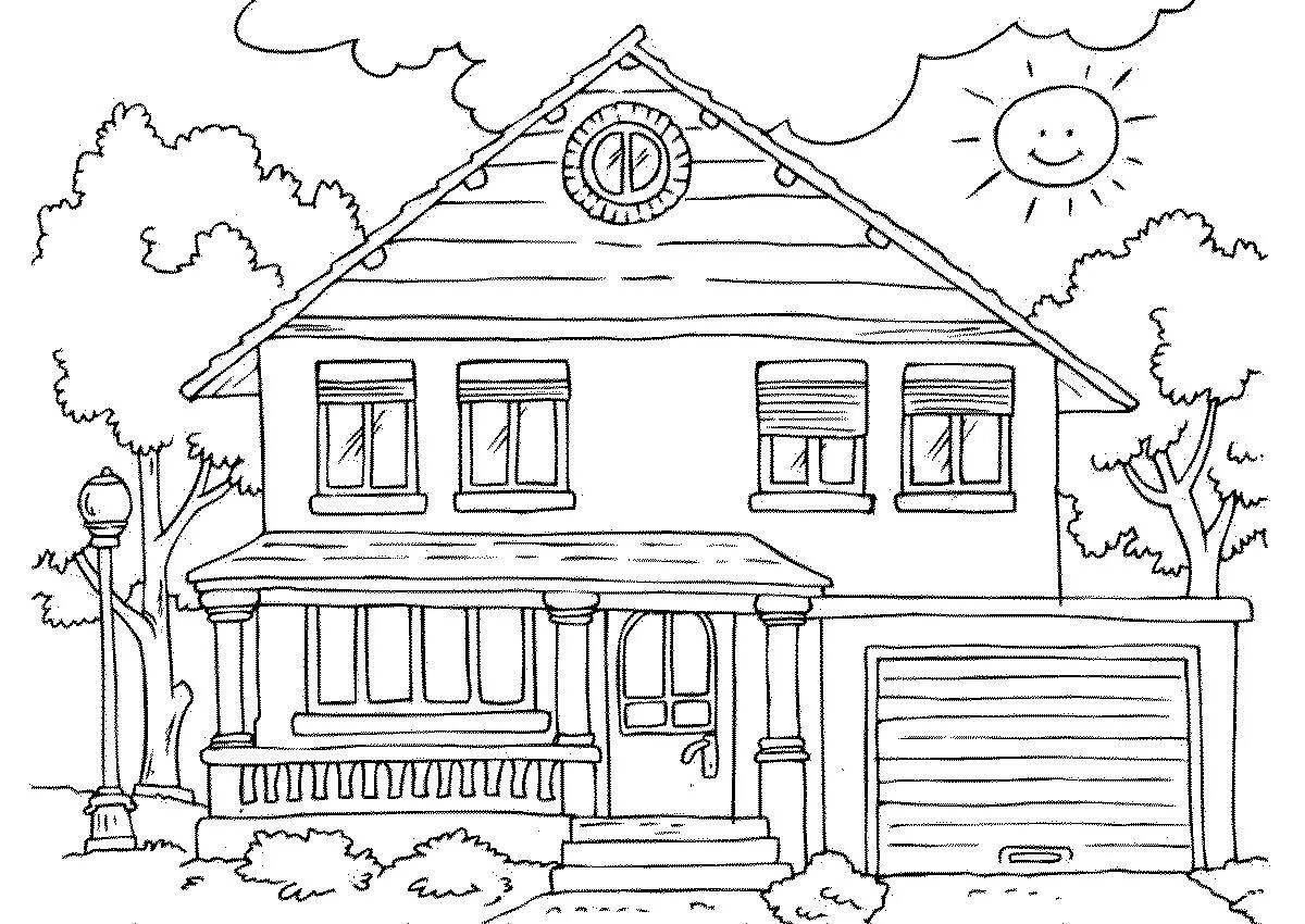 Coloring generosity two-story house