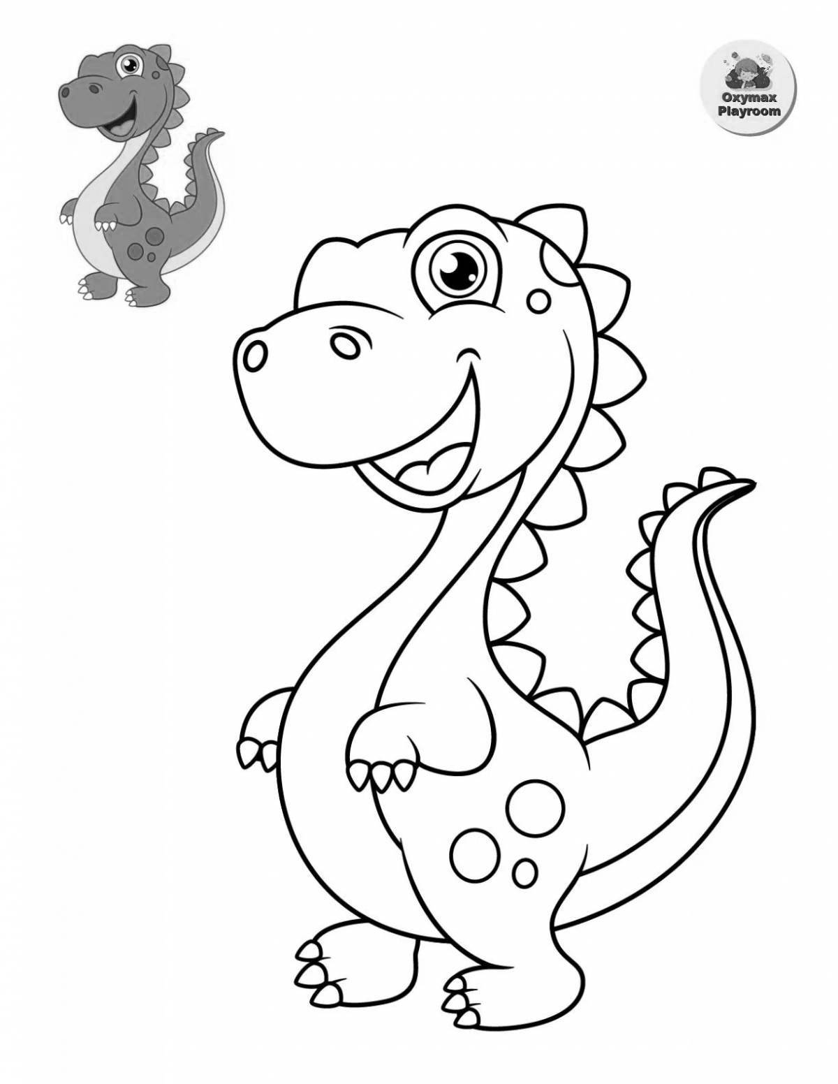 Красочно-игривая страница раскраски динозавров для детей