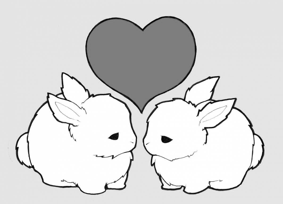 Cute bunny with heart coloring book