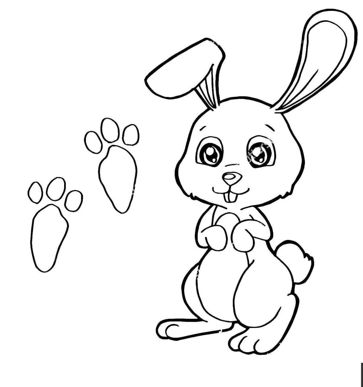 Радостный кролик с сердечком раскраска