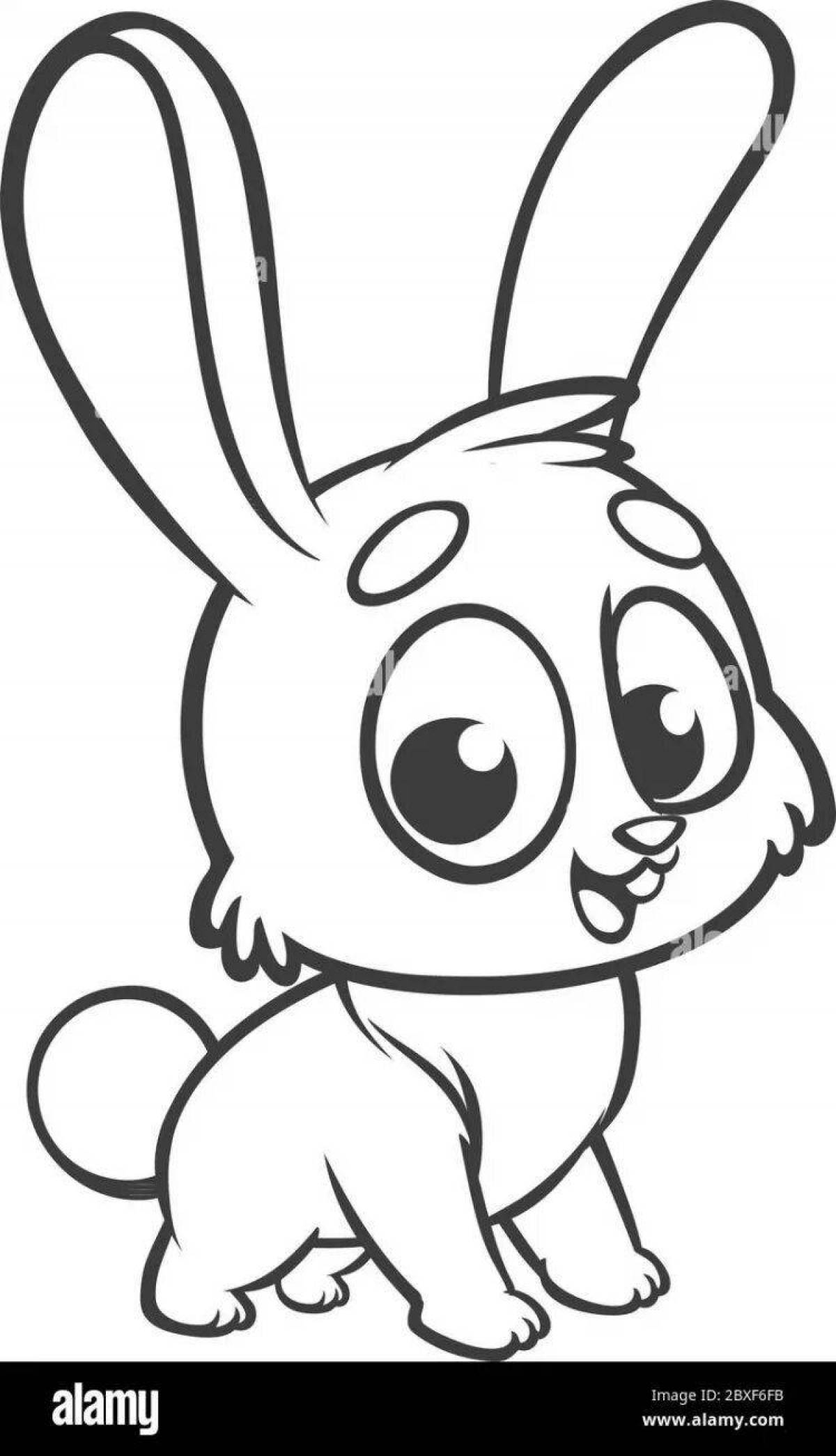 Coloring page playful rabbit with a heart