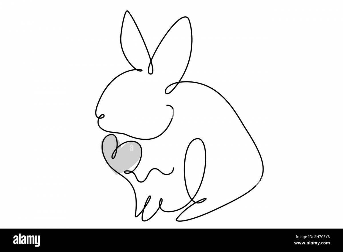Coloring page fluffy rabbit with a heart