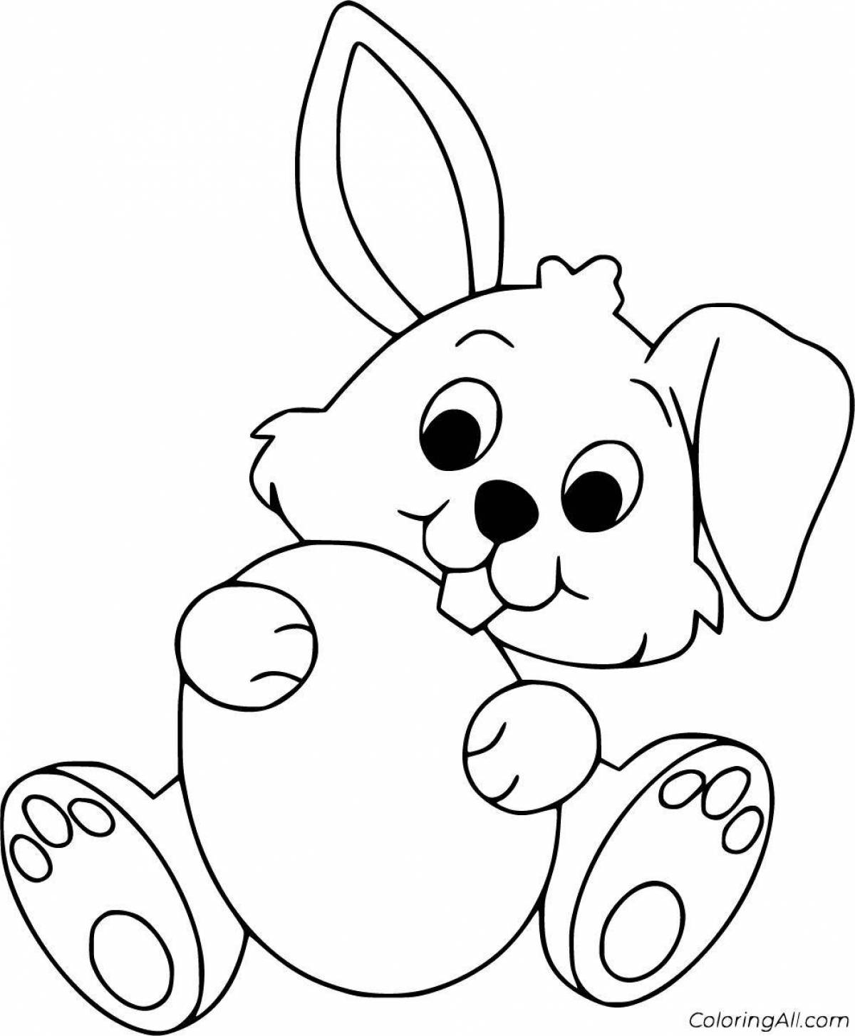 Восхищенный кролик с сердечком раскраска