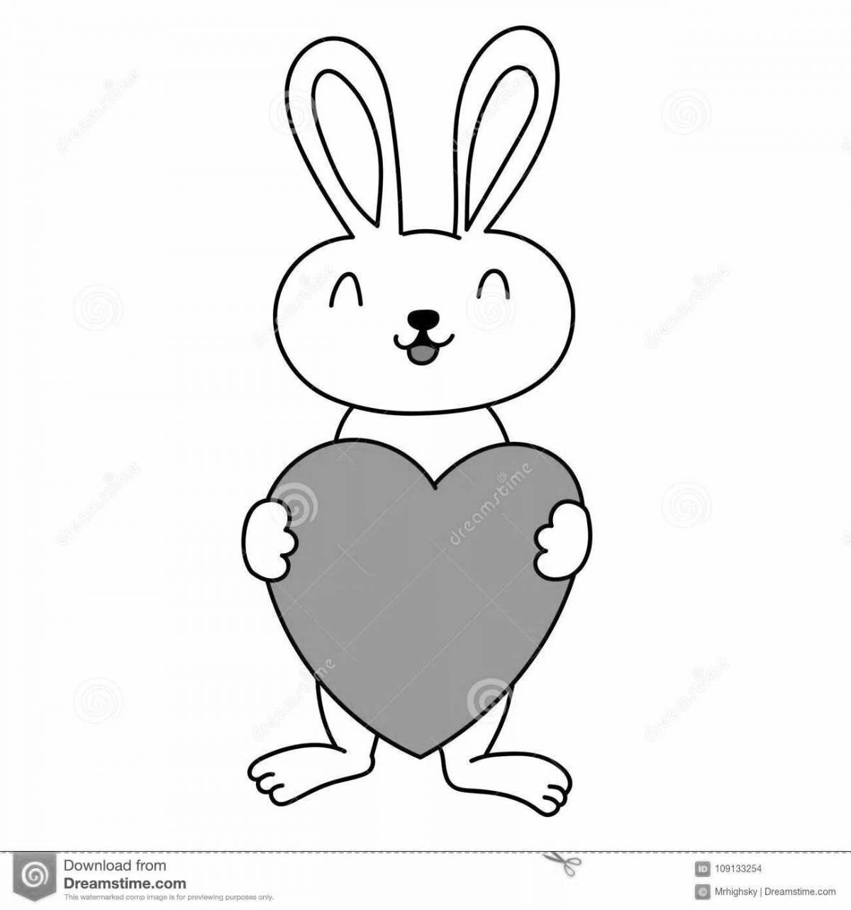 Раскраска очаровательный кролик с сердечком
