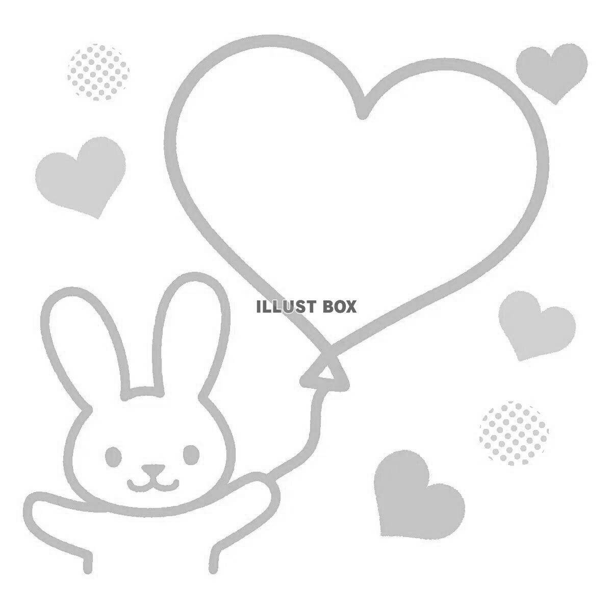 Веселый кролик с сердечком раскраска