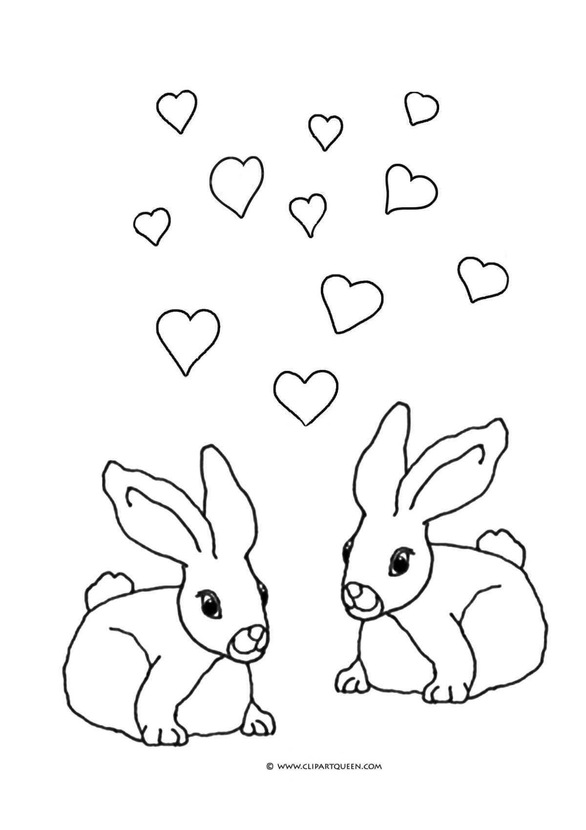 Angel rabbit with heart coloring book