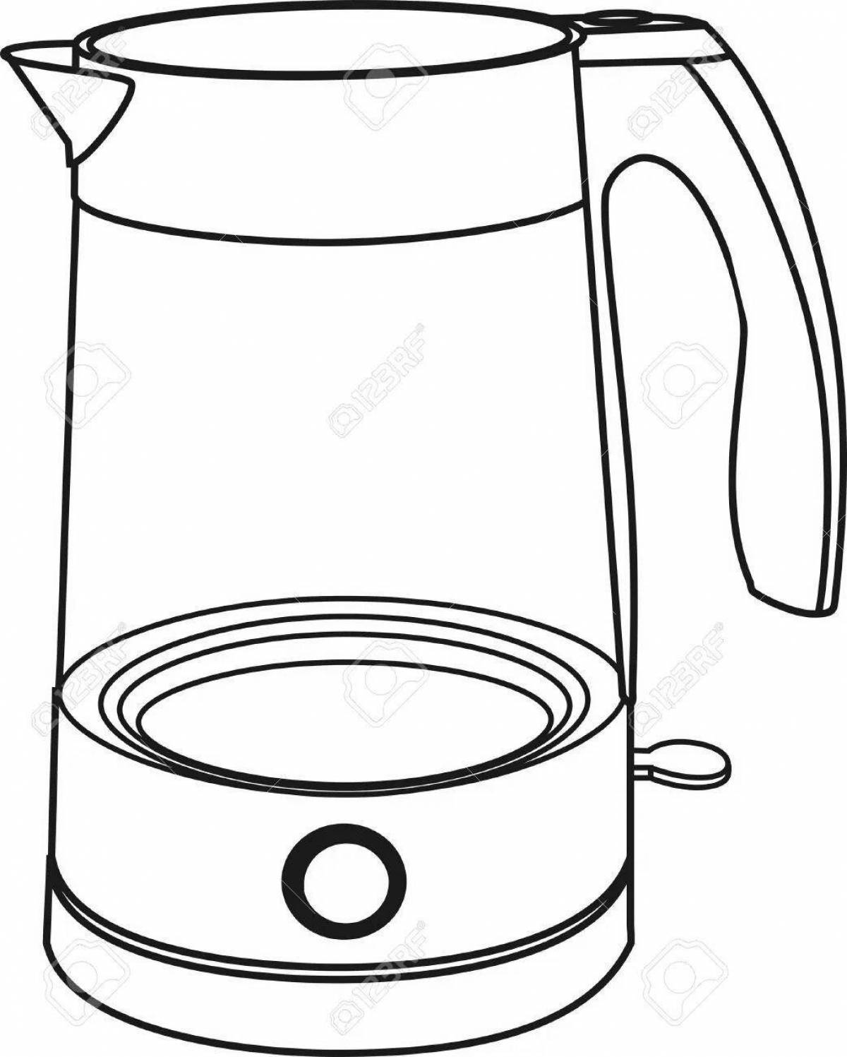 Colorful electric kettle coloring book for kids