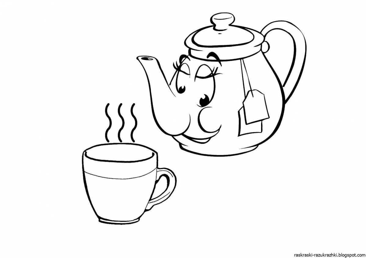 A wonderful coloring book with an electric kettle for children