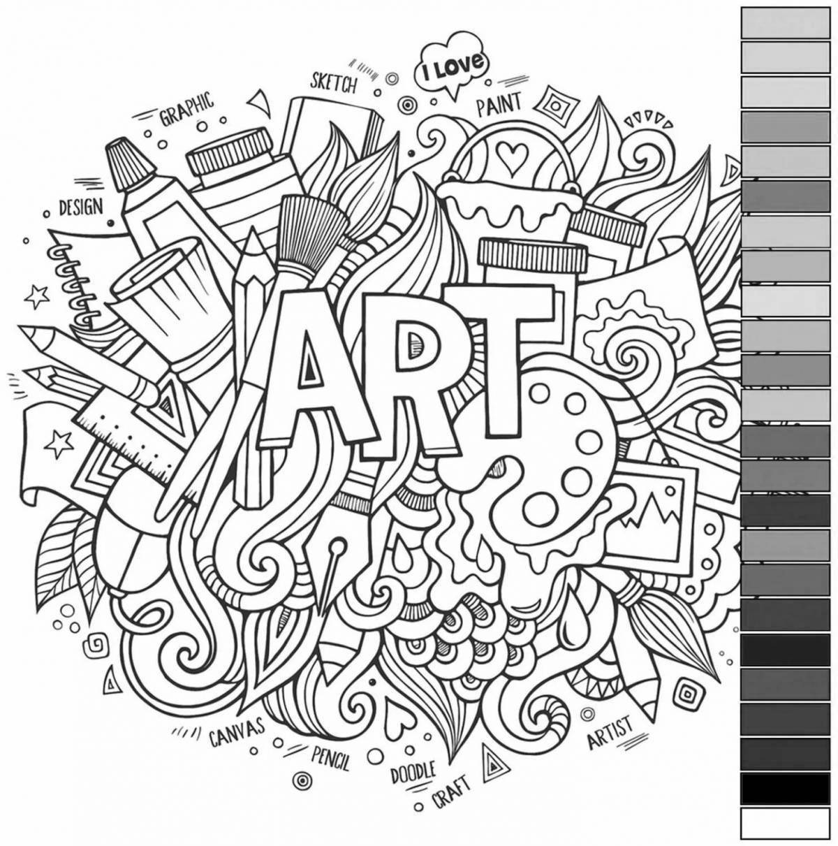Adorable anti-stress coloring app page
