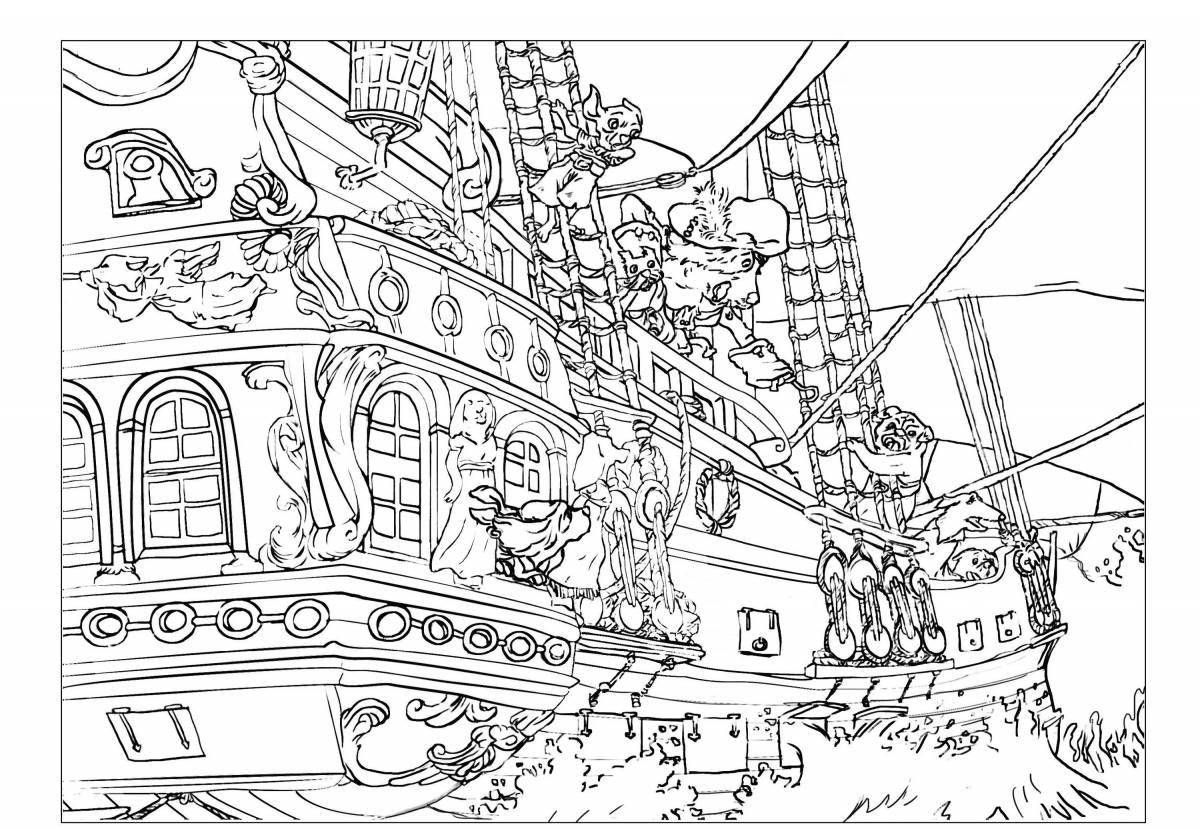 Awesome Black Pearl Ship Coloring Page