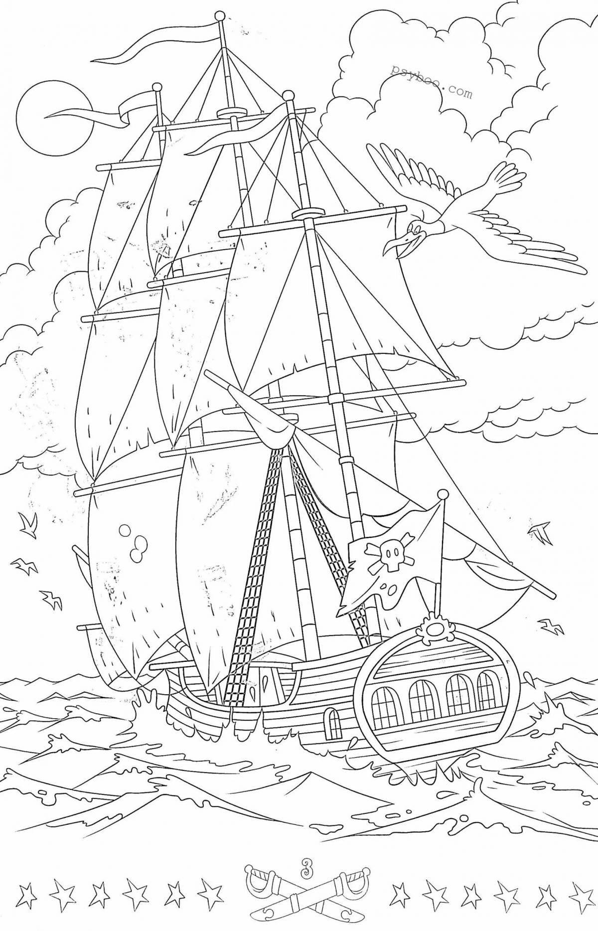 пиратский корабль картинки раскраски