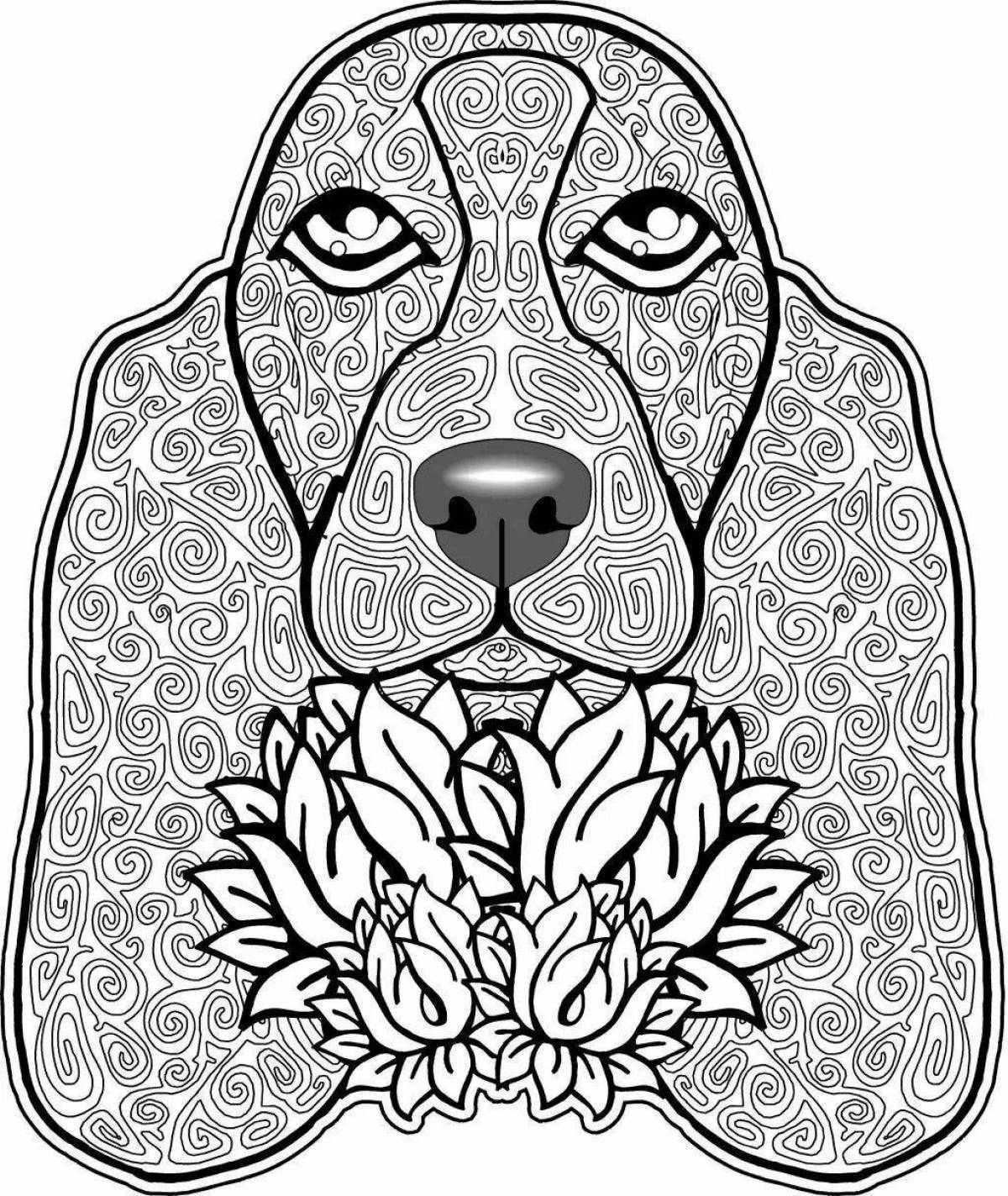 Colorful dog coloring page