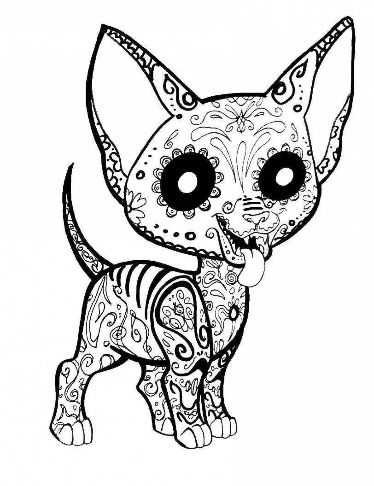 Coloring page playful patterned dog