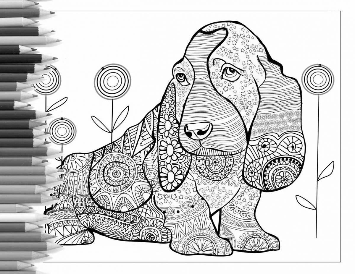 Bright patterned dog coloring