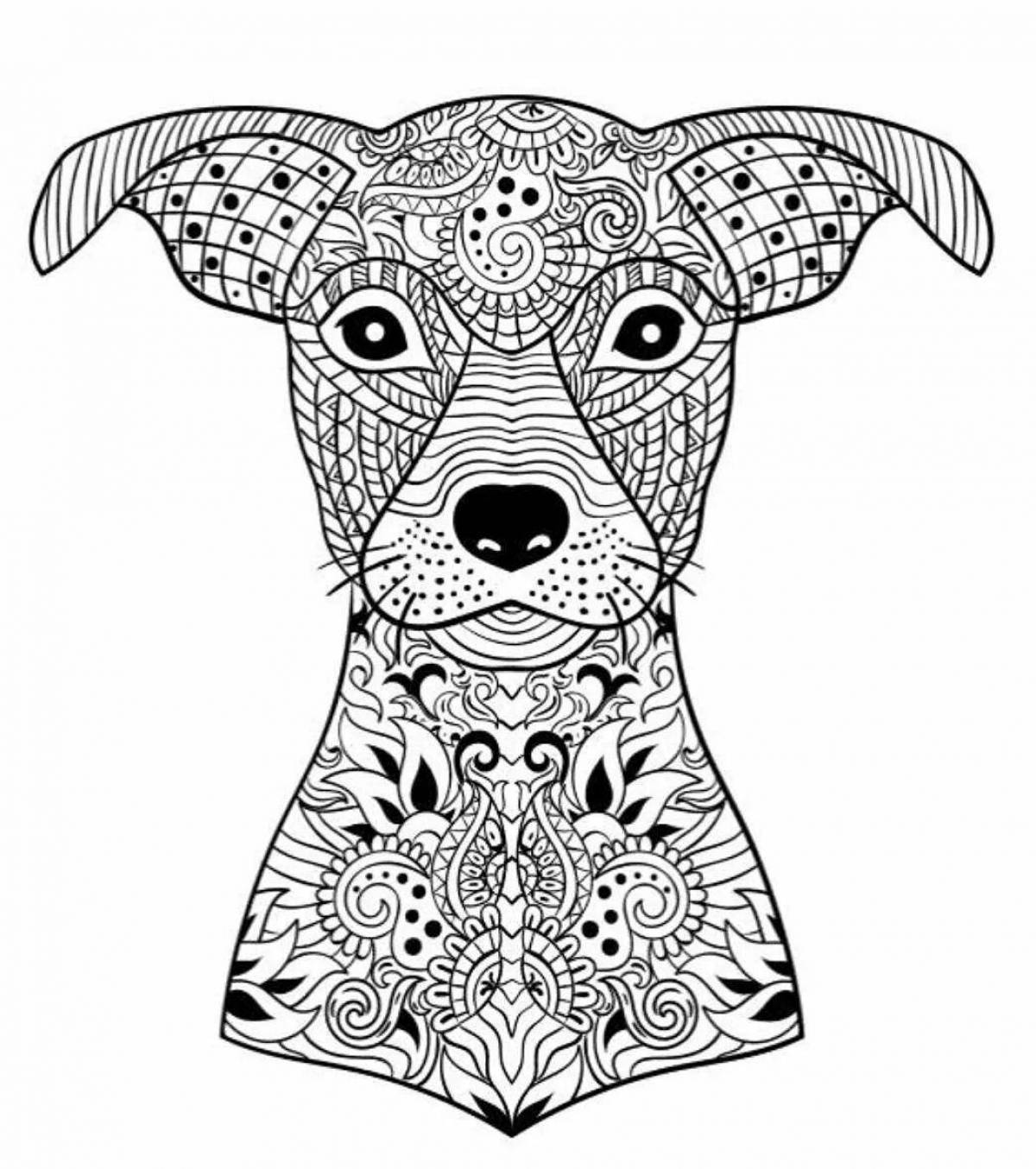 Веселая раскраска собаки с рисунком