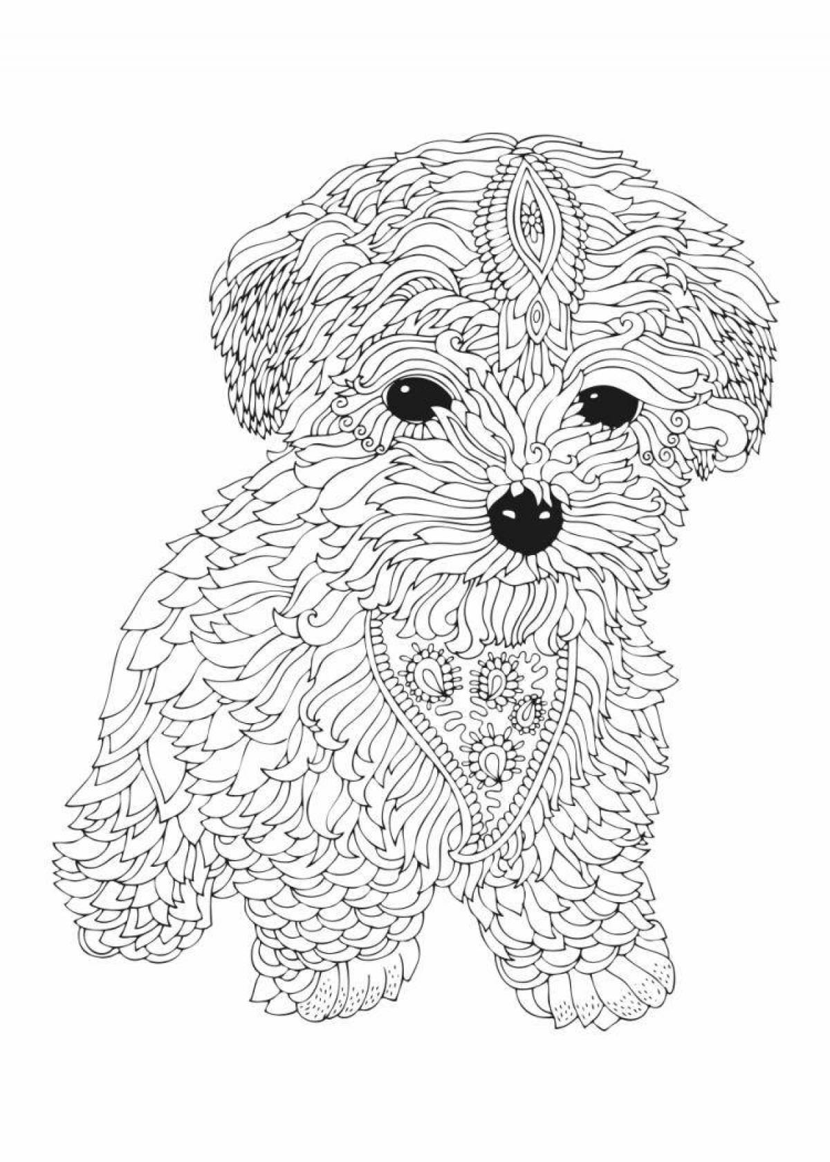 Coloring page cute patterned dog