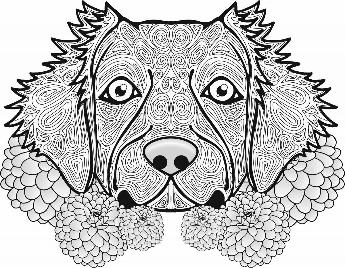 Coloring page cute patterned dog