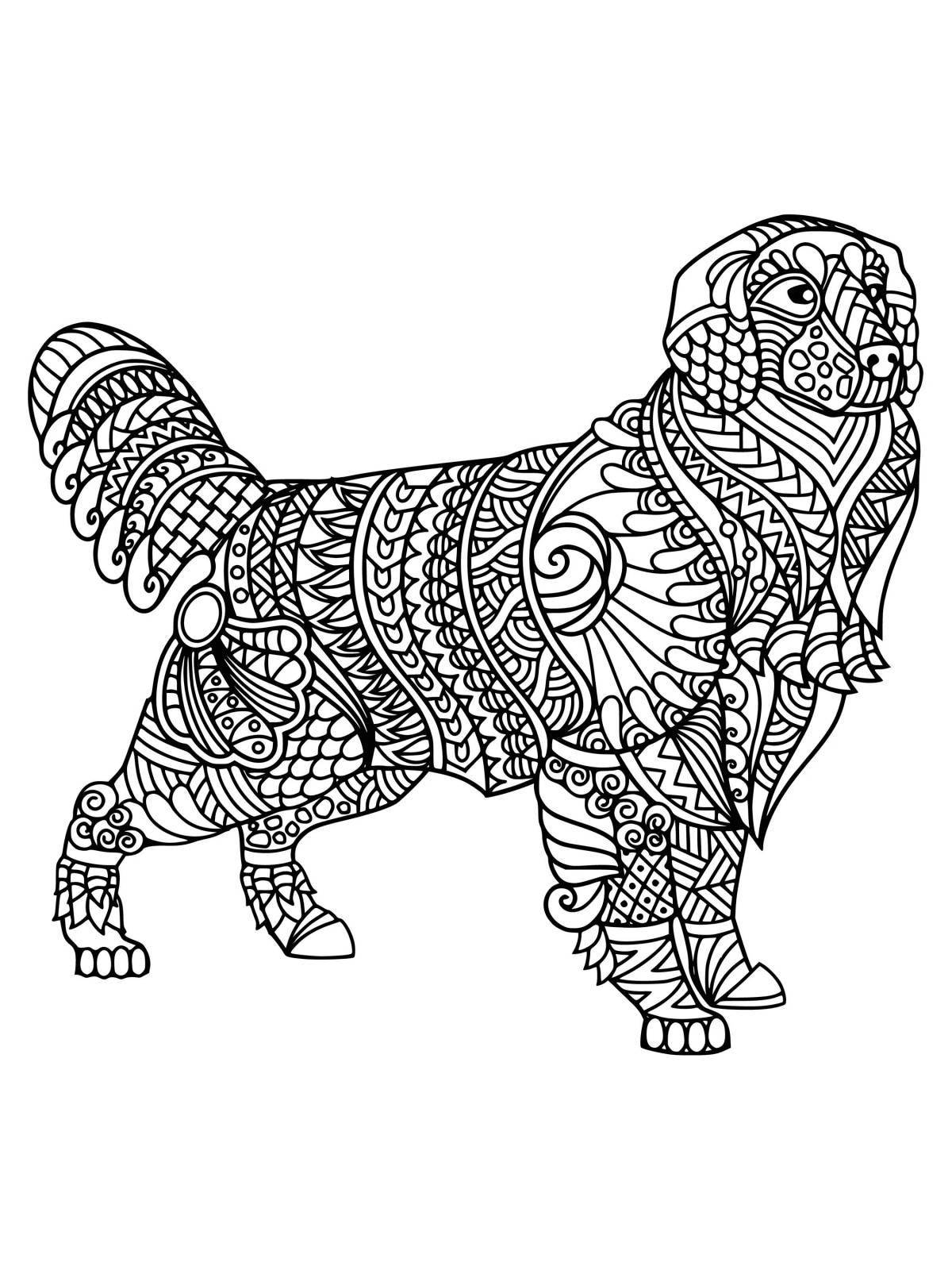 Cute patterned dog coloring page