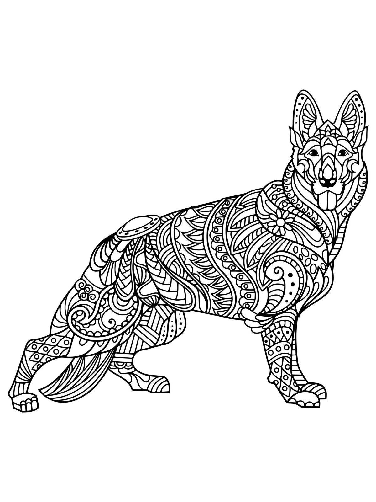 Креативная раскраска собаки с рисунком