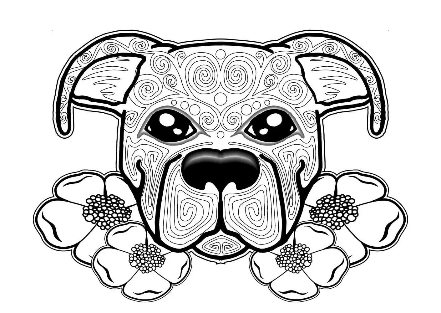 Coloring book playful dog with patterns