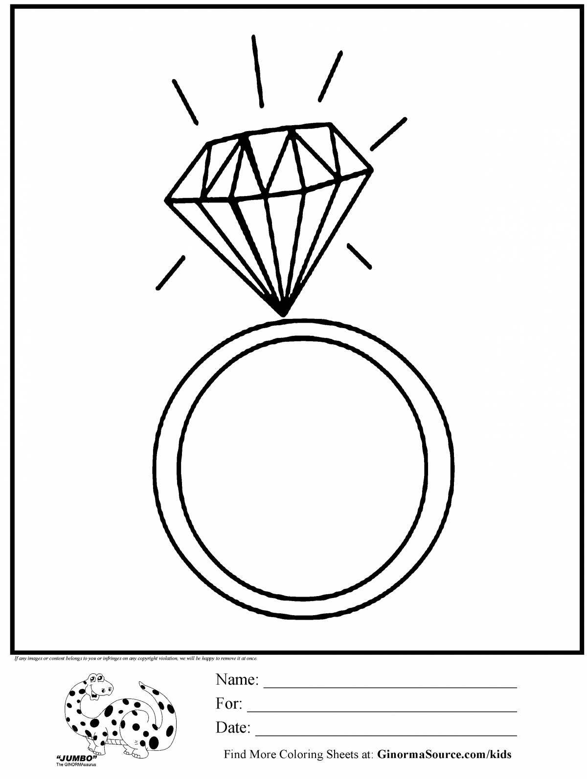 Восхитительная раскраска кольца с бриллиантом